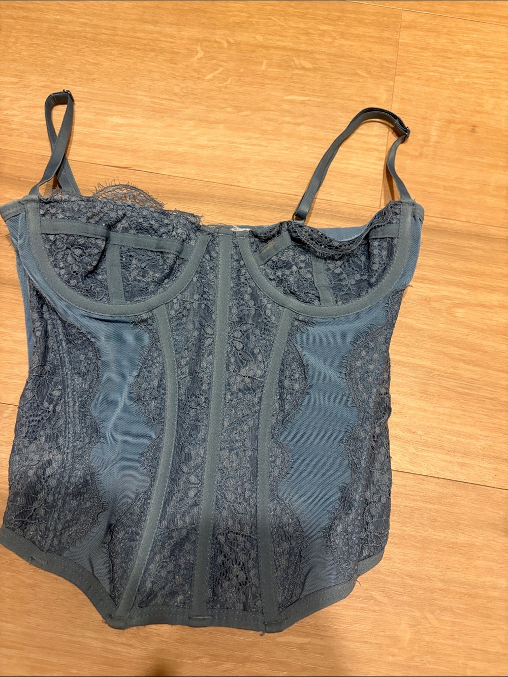 Urban Outfitters out from under Lace Bustier Corset Top in Slate Blue